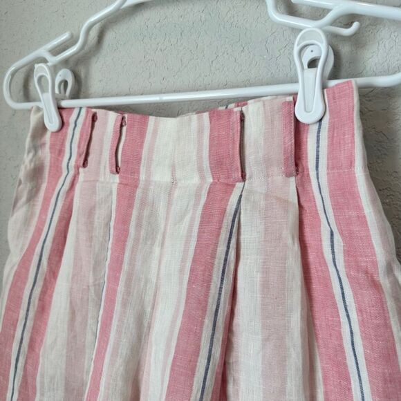 NWT Parker Sage Pink Striped 100% Linen High Waisted Shorts - Size 2 - Picture 3 of 9